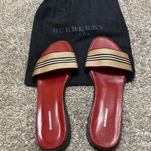 Burberry Red and Tan Sandals